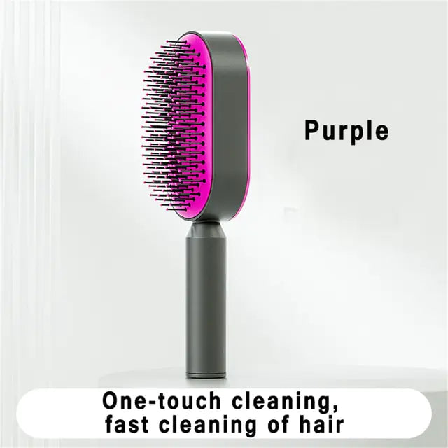 Rose Red Self-Cleaning Hair Brush