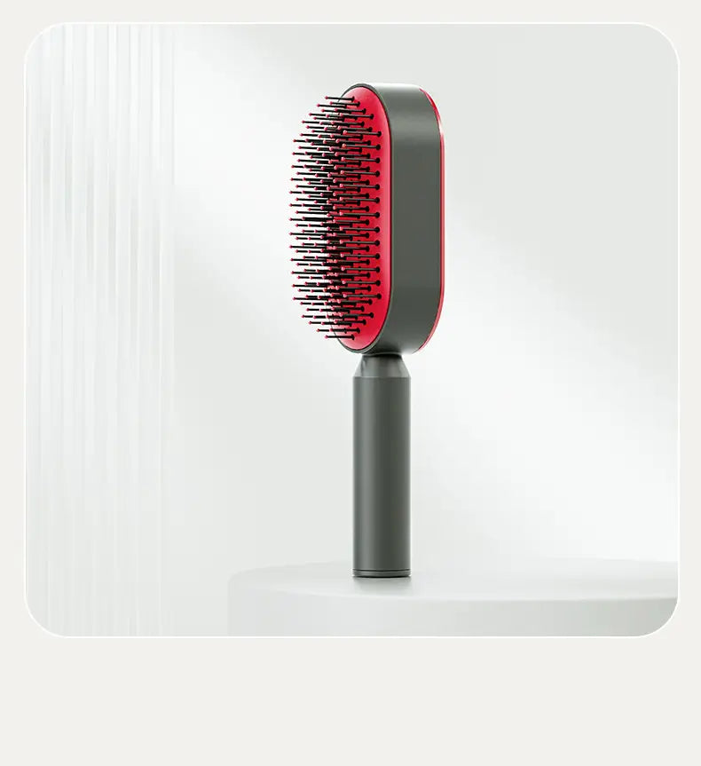 Red Self-Cleaning Hair Brush