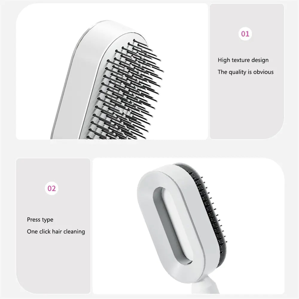 Rose Red Self-Cleaning Hair Brush