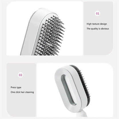 Rose Red Self-Cleaning Hair Brush